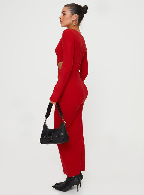 Whitley Cut Out Knit Maxi Dress Red | Princess Polly Whitley Cut Out Knit Maxi Dress Red | Princess Polly