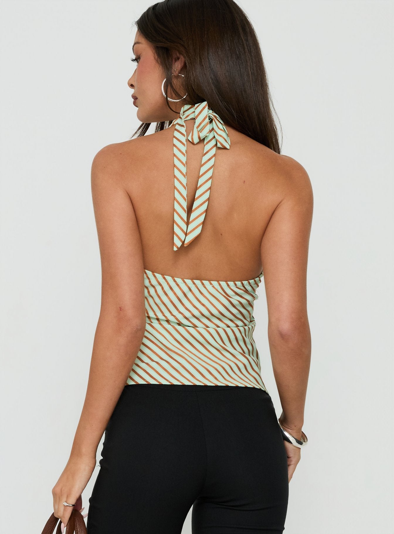 Golden Drift Halter Top Sage / Orange Stripe