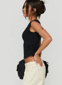 Ailana Cinched Keyhole Top Black