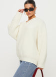 Jem Oversized Sweater Cream Princess Polly  regular 