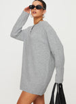 Princess Polly V-Neck  Prewitt Sweater Mini Dress Grey