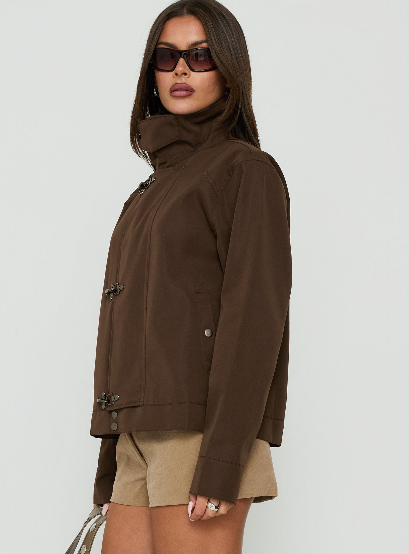 Imanie Funnel Neck Jacket Chocolate