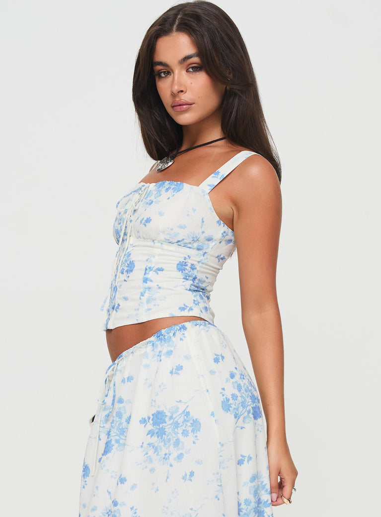 Modern Girl Top White / Blue