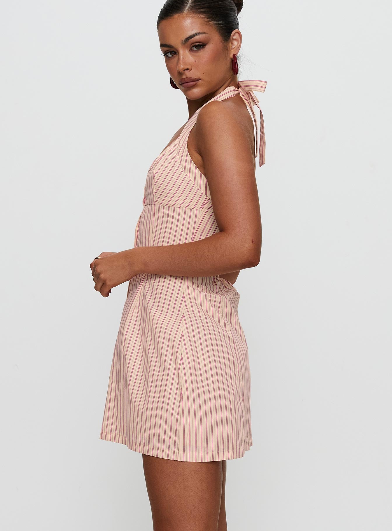 Mallorie Halter Mini Dress Pink Stripe | Princess Polly Mallorie Halter Mini Dress Pink Stripe | Princess Polly