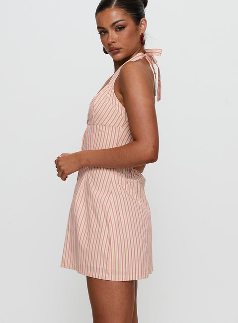 princess polly pink striped dress Zalina Babydoll Mini Dress Pink Stripe