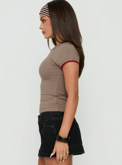 Capo Contrast Detail Longline Tee Beige