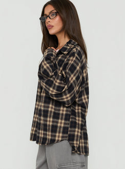 Video Games Long Sleeve Flannel Button Down Top Check Multi