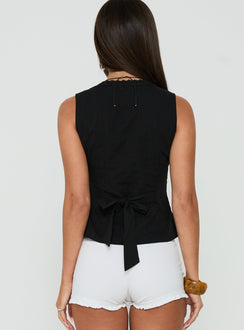 Zaylenna Lace Pleated Top Black