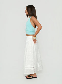 Isolie Tiered Maxi Skirt White Anglaise