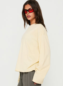 Settle Down Long Sleeve Top Butter Yellow