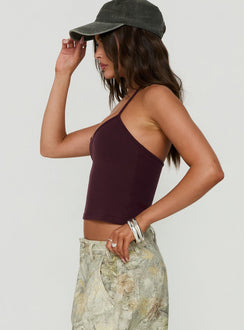 Cecilly Trim Racerback Top Plum