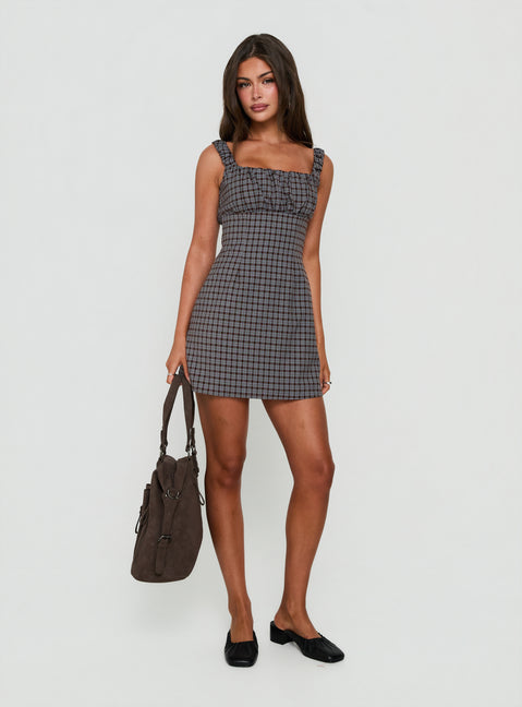 Donnamarie Mini Dress Brown Check