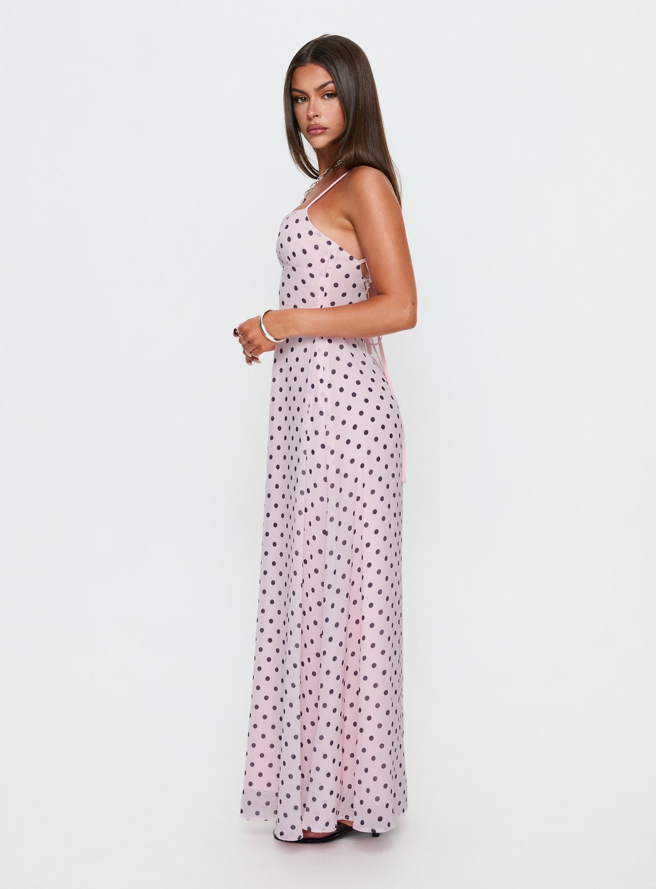 South of France Maxi Dress | Pink Polka Dot | Womens | Princess Polly Lower Impact South of France Maxi Dress | Pink Polka Dot | Womens | Princess Polly Lower Impact