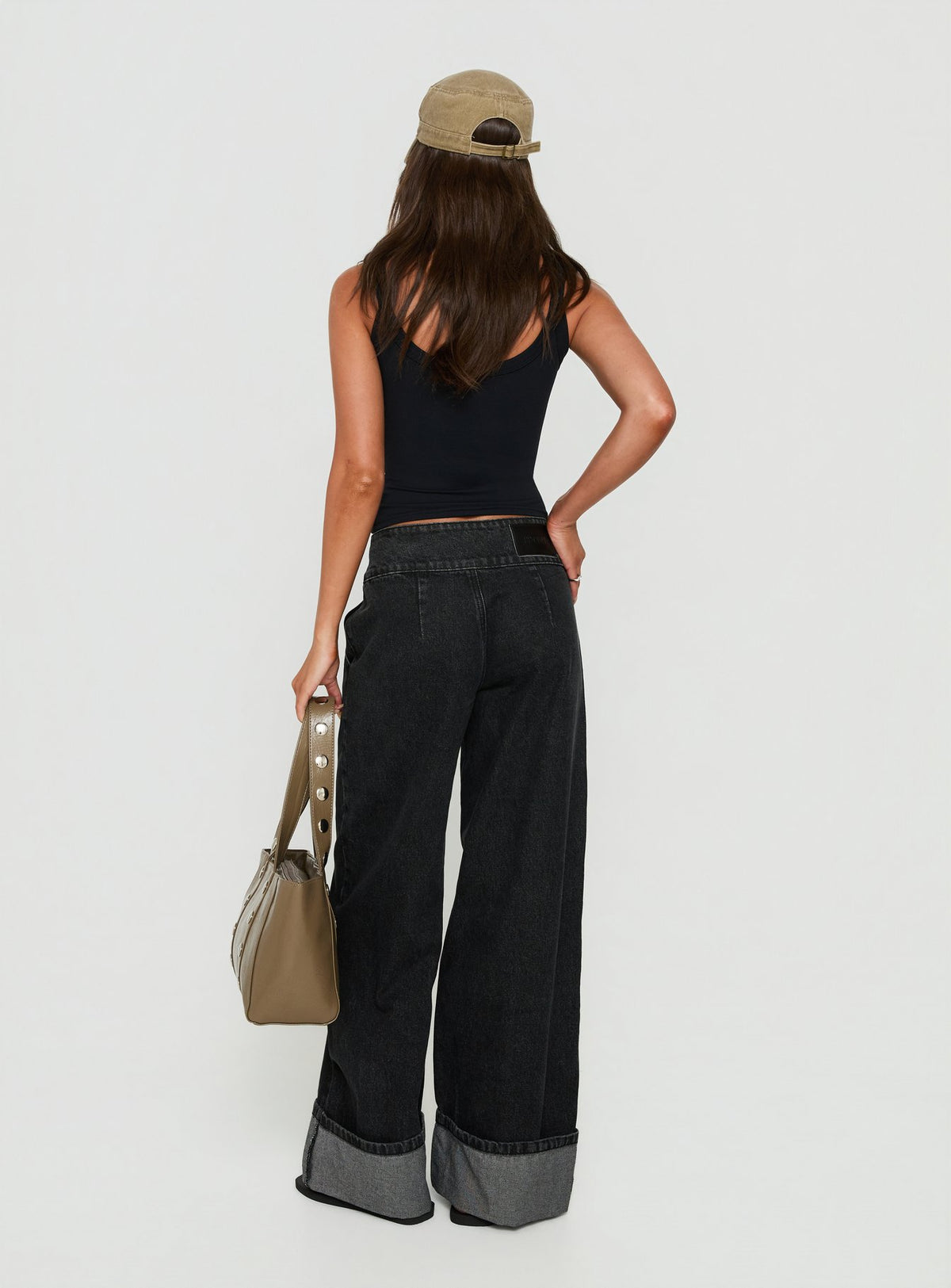 Nikoletta Foldover Jeans Washed Black