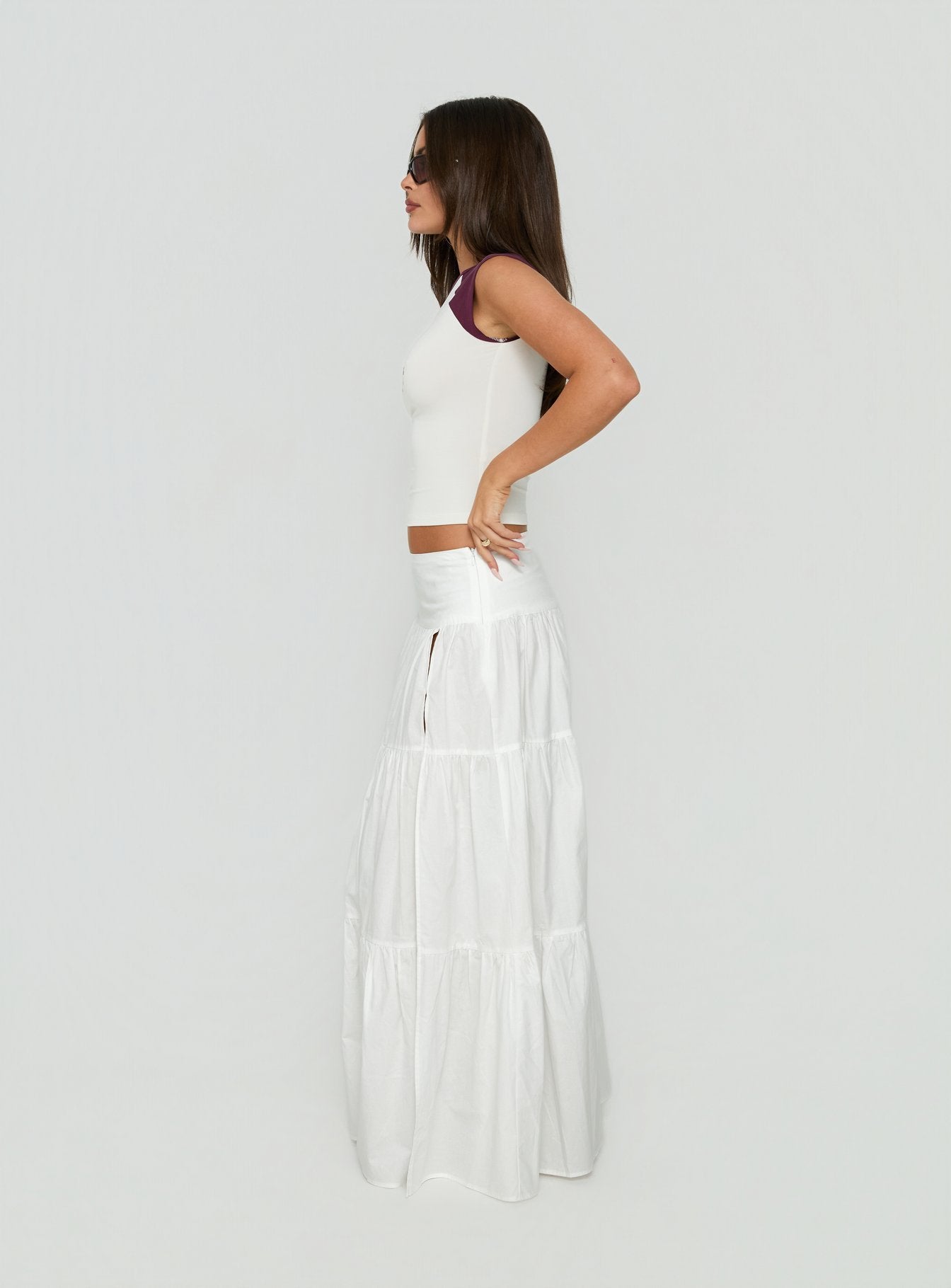 Silver Soul Maxi Skirt White