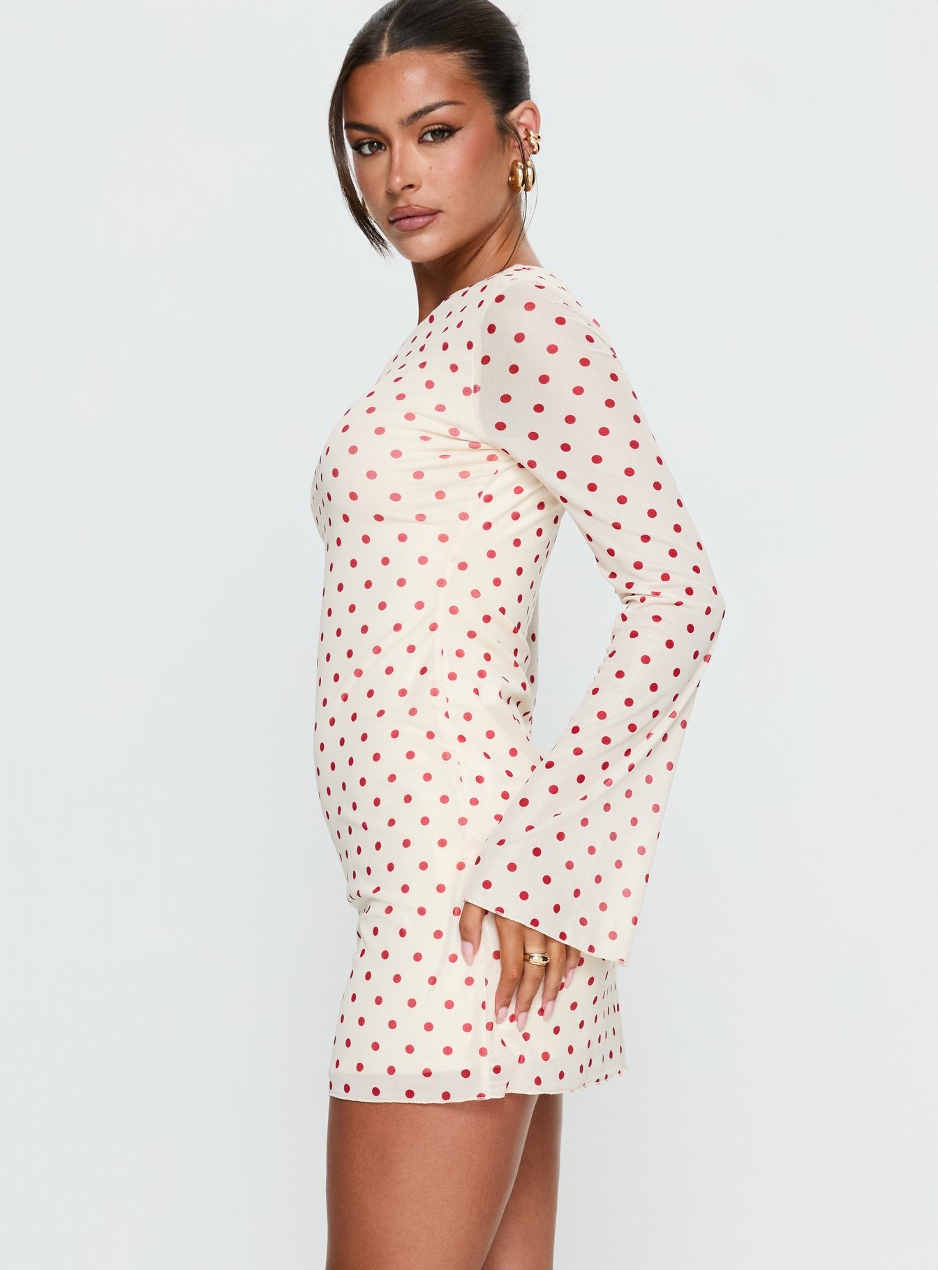 cream and red polka dot dress RIXO for Target Polka Dot Puff Sleeve Ruffle Wrap Dress Cream/Red Size M