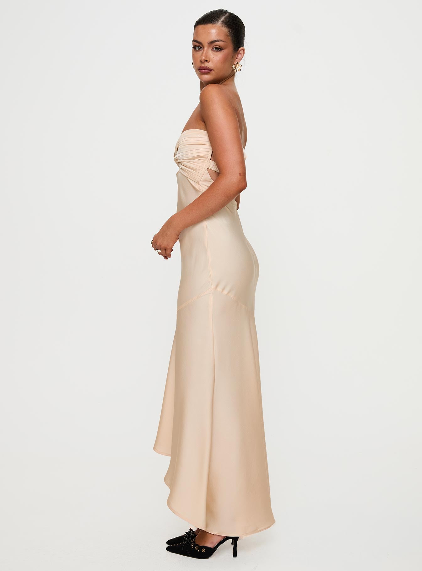 Stand A Chance Twist Detail Maxi Dress Champagne | Princess Polly Stand A Chance Twist Detail Maxi Dress Champagne | Princess Polly