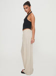 side view of model wearing Princess Polly Pellegrini Linen Wide Leg Pants Natural High Waisted Pants 