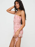 Bramwell One Shoulder Mini Dress Pink Tall