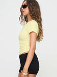 Princess Polly Short Sleeves Crew Neck  Baseline Rib Tee Yellow