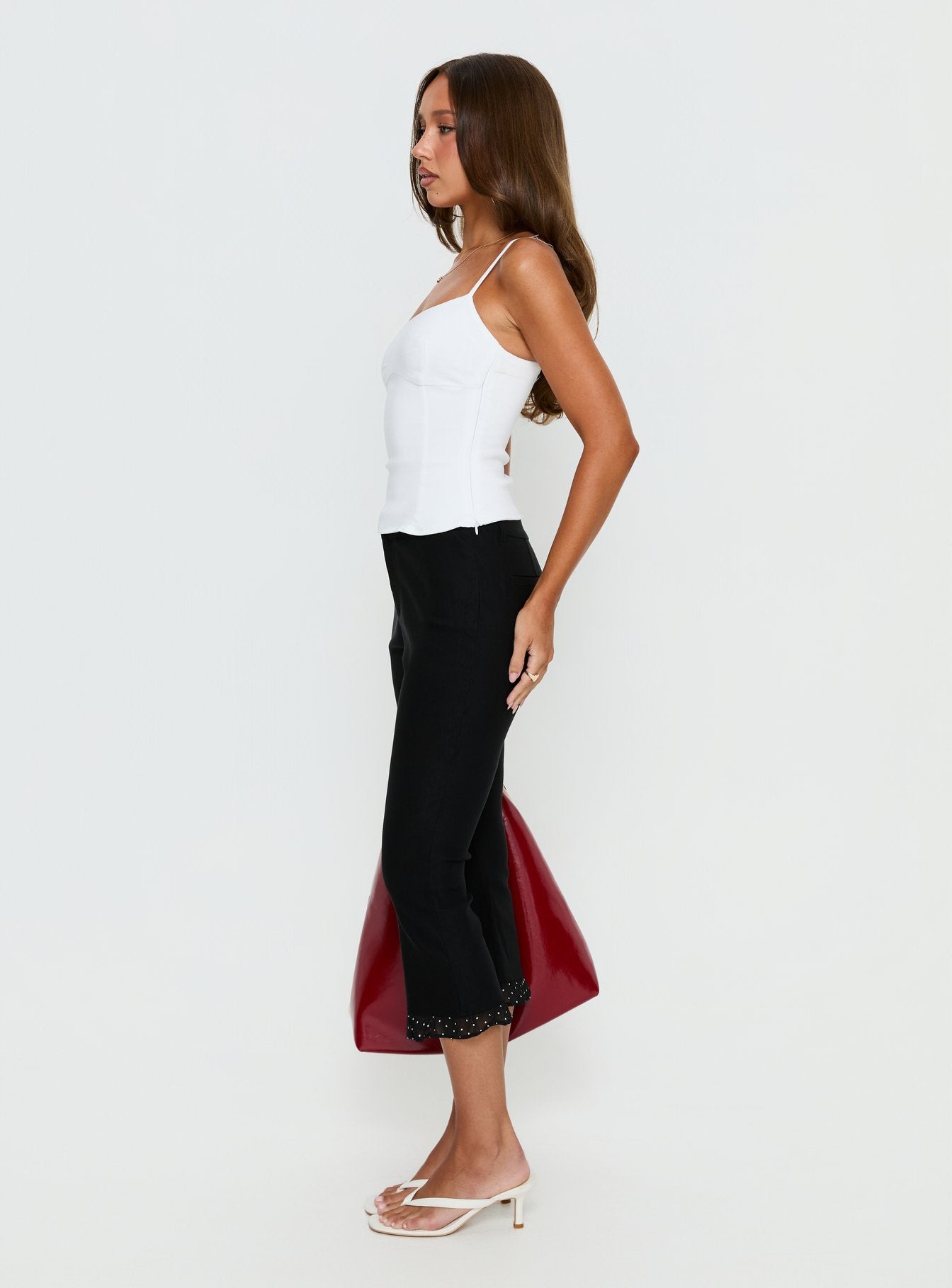 Darsie Frill Capri Black Polka Dot | Princess Polly