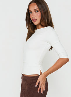 Daily Define Boatneck 3/4 Sleeve Top White