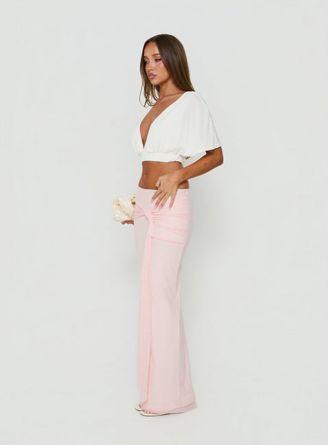 Isador Ruched Maxi Skirt Pink