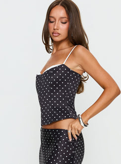 Somani Layered Corset Top Black Polka Dot