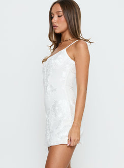 Kareina Scoop Emrboidered Mini Dress White