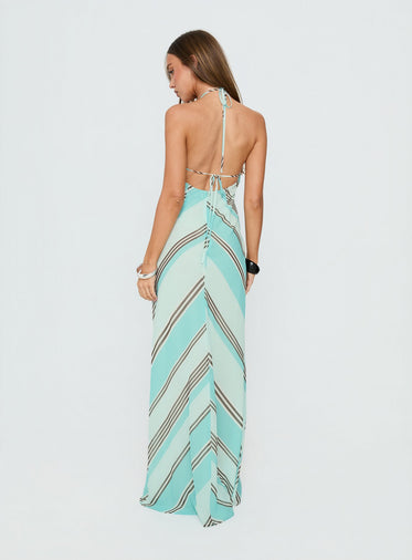 slim fit dress slacks Halterneck Fitted Waist Flowy Maxi Dress – STYLED BY ALX COUTURE main image 0