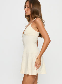 Klairo Rib Knit V-neck Mini Dress Butter Lemon