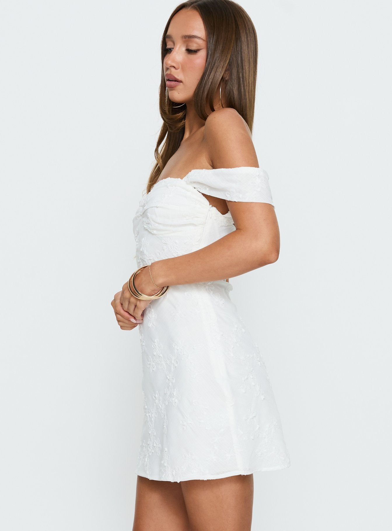Rozerie Off Shoulder Mini Dress | White | Womens | Princess Polly Rozerie Off Shoulder Mini Dress | White | Womens | Princess Polly