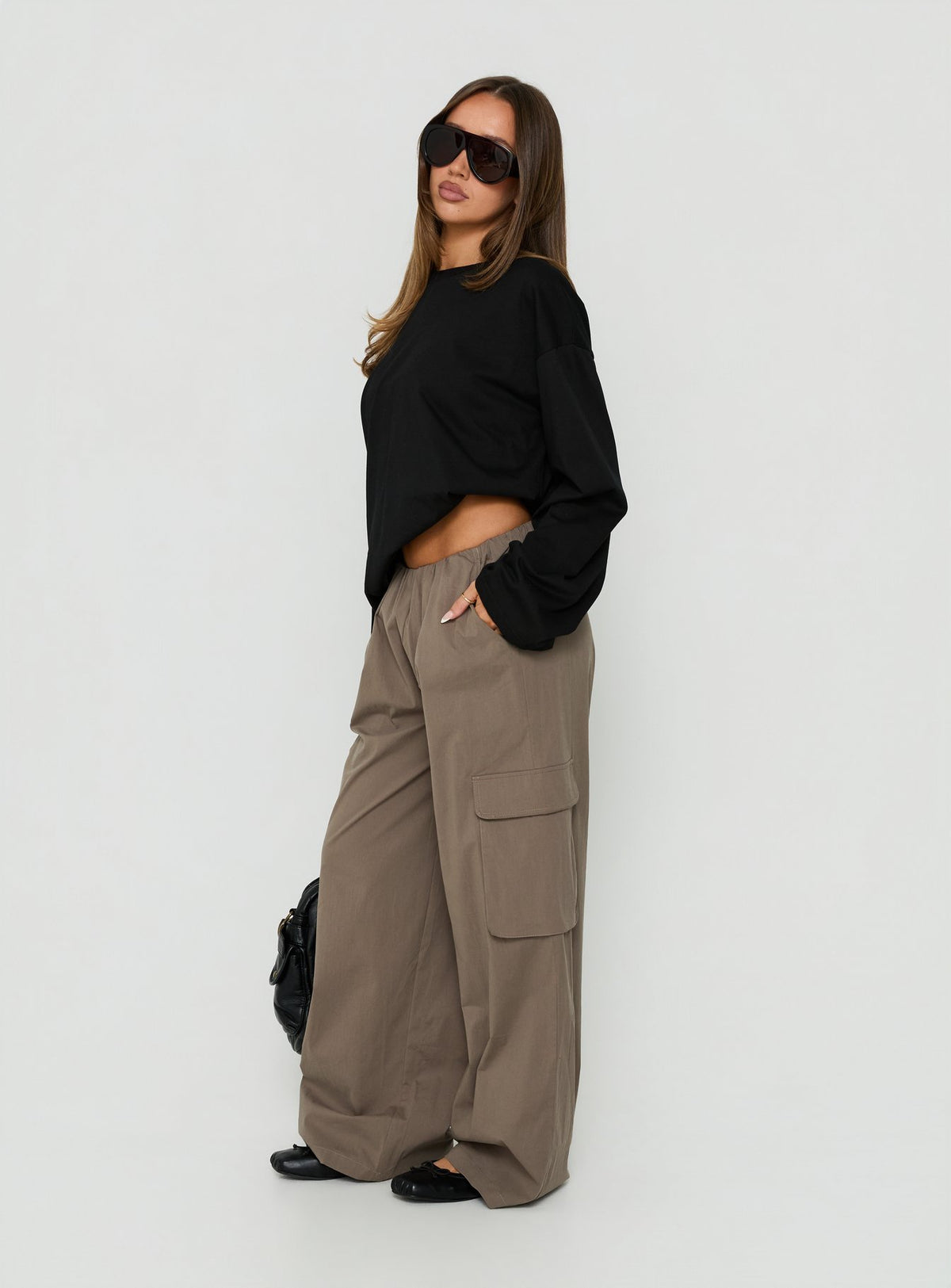 Lunea Concealed Waistband Cargo Pants Charcoal Petite