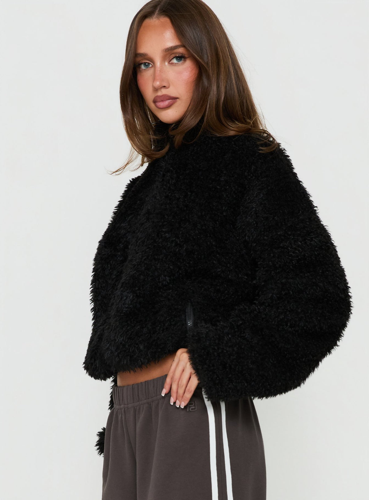 Jordynn Fleece Zip Through Jacket Black