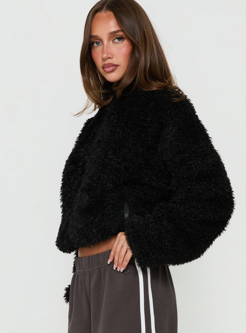 Jordynn Fleece Zip Through Jacket Black