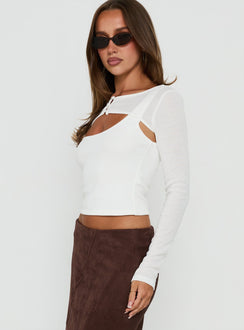 Blancha Layered Bolero Long Sleeve Top White