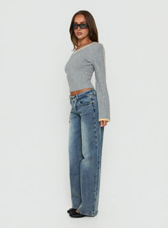 Ellanor Low Rise Ringspun Straight Leg Jean Mid Blue Wash