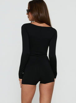 Amarra Long Sleeve Slim Playsuit Black