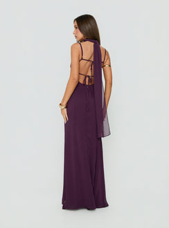 Jadira Scarf Maxi Dress Plum