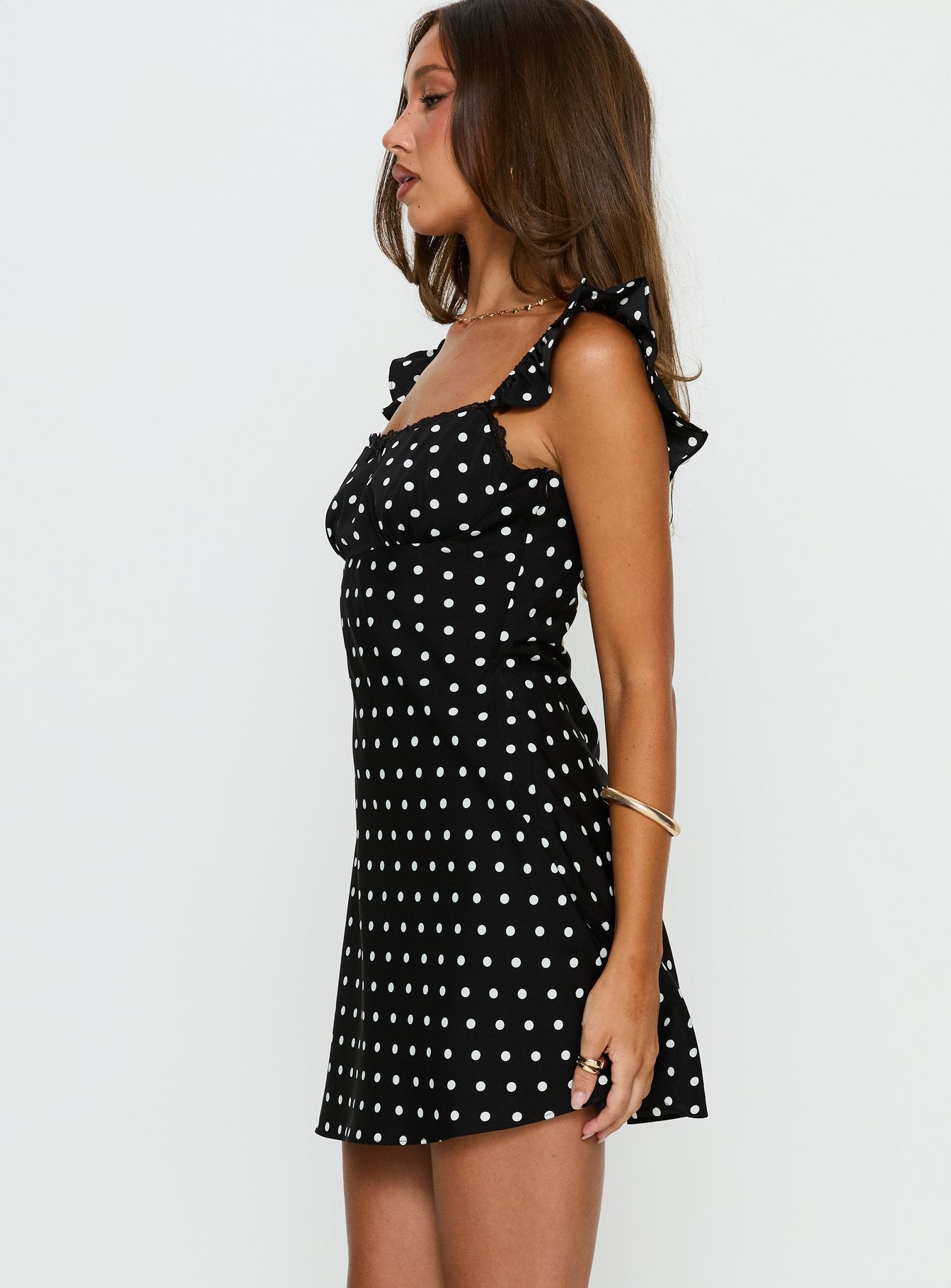 Beacall Mini Dress Black Polka Dot | Princess Polly Beacall Mini Dress Black Polka Dot | Princess Polly
