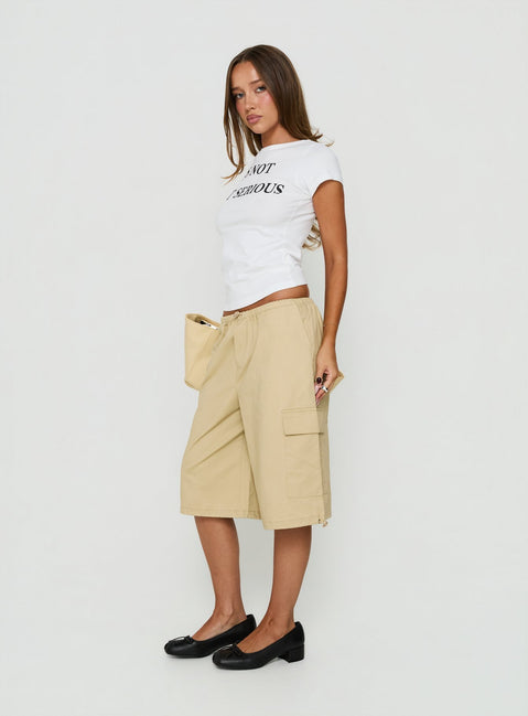 Allyza Baggy Cargo Shorts Stone