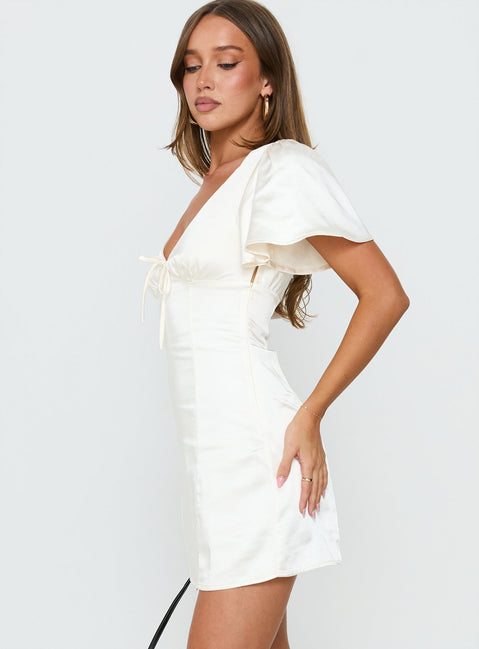 Sun Will Rise Tie Detail Mini Dress Cream