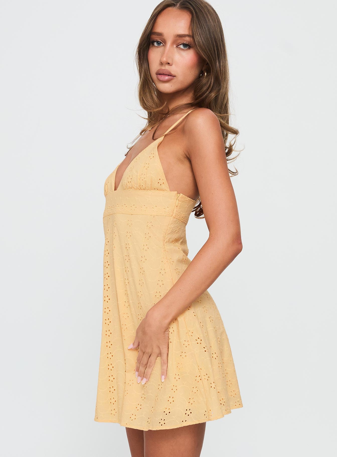 princess polly yellow dress Isidorah Halter Pleat Mini | Floral | Womens contrast stitching Princess Polly Acer Mini Floral
