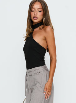 Luanda High Neck Bodysuit Black Sleeveless 