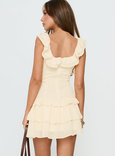 open lace back dress Frost Princess Mini Dress - Ivory