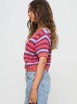 side view of model wearing Princess Polly Compassion Knit Cardigan Multi Cropped 