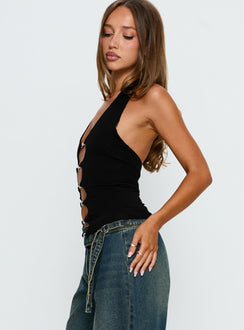 Sheelah Cut Out Sleeveless Top Black
