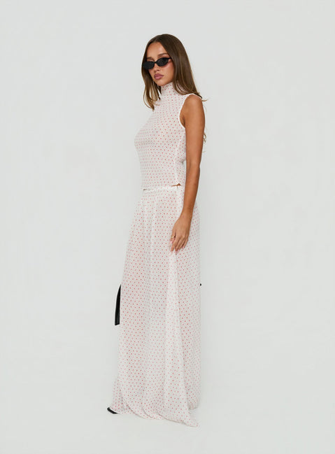 Ford Maxi Skirt White / Red Polka Dot