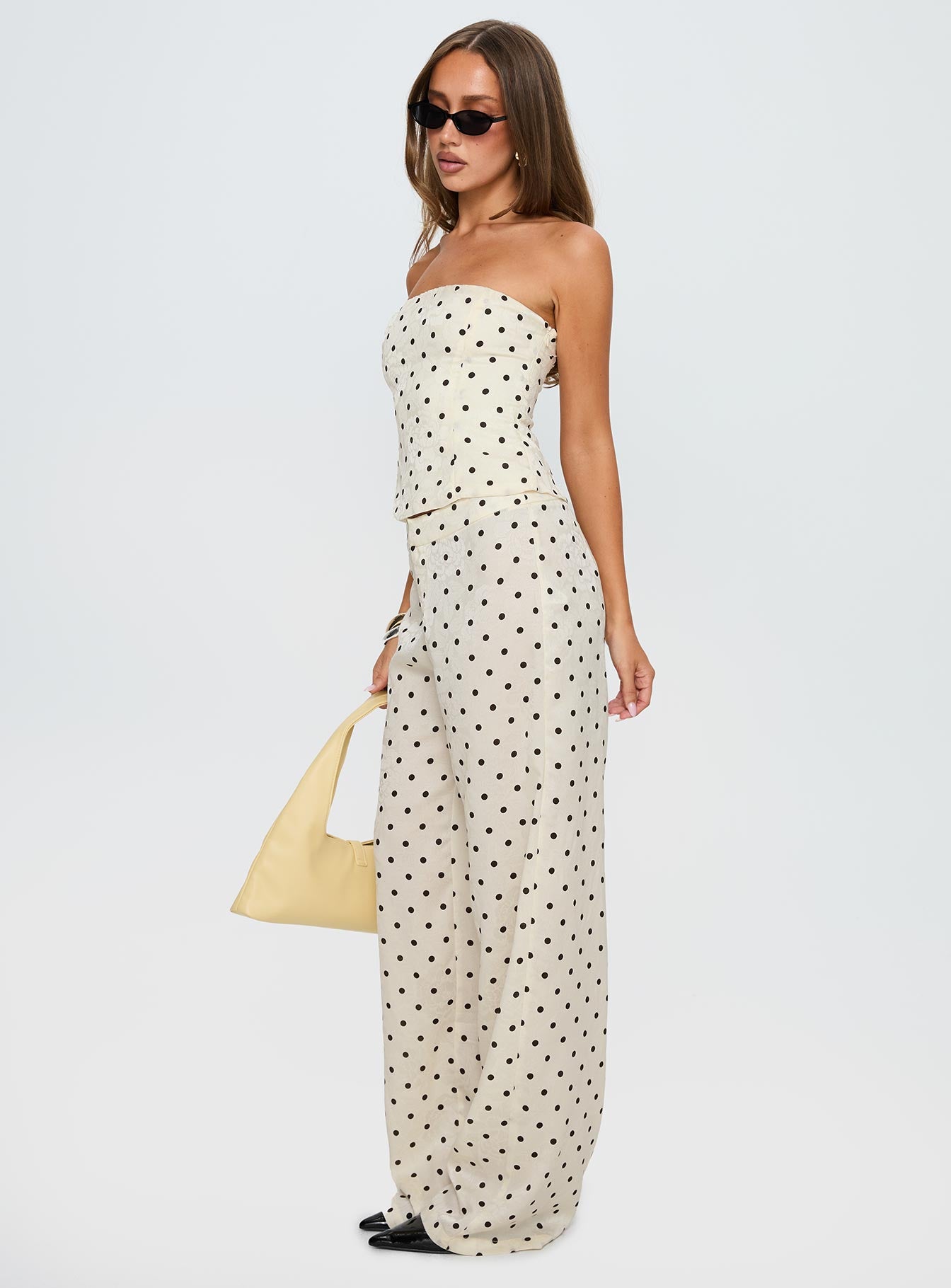 Powdered Sugar Strapless Set Cream Polka