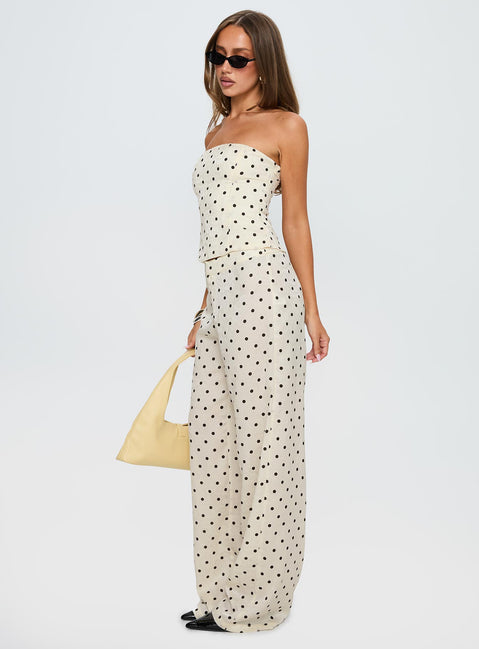 Powdered Sugar Strapless Set Cream Polka | Princess Polly Powdered Sugar Strapless Set Cream Polka | Princess Polly
